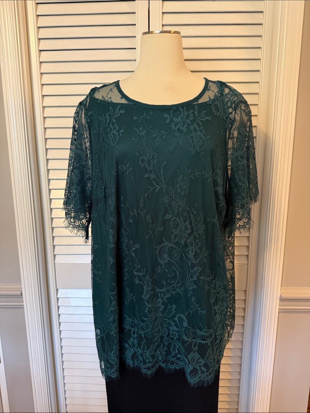 torrid Green Lace Overlay Top with Inner Shell